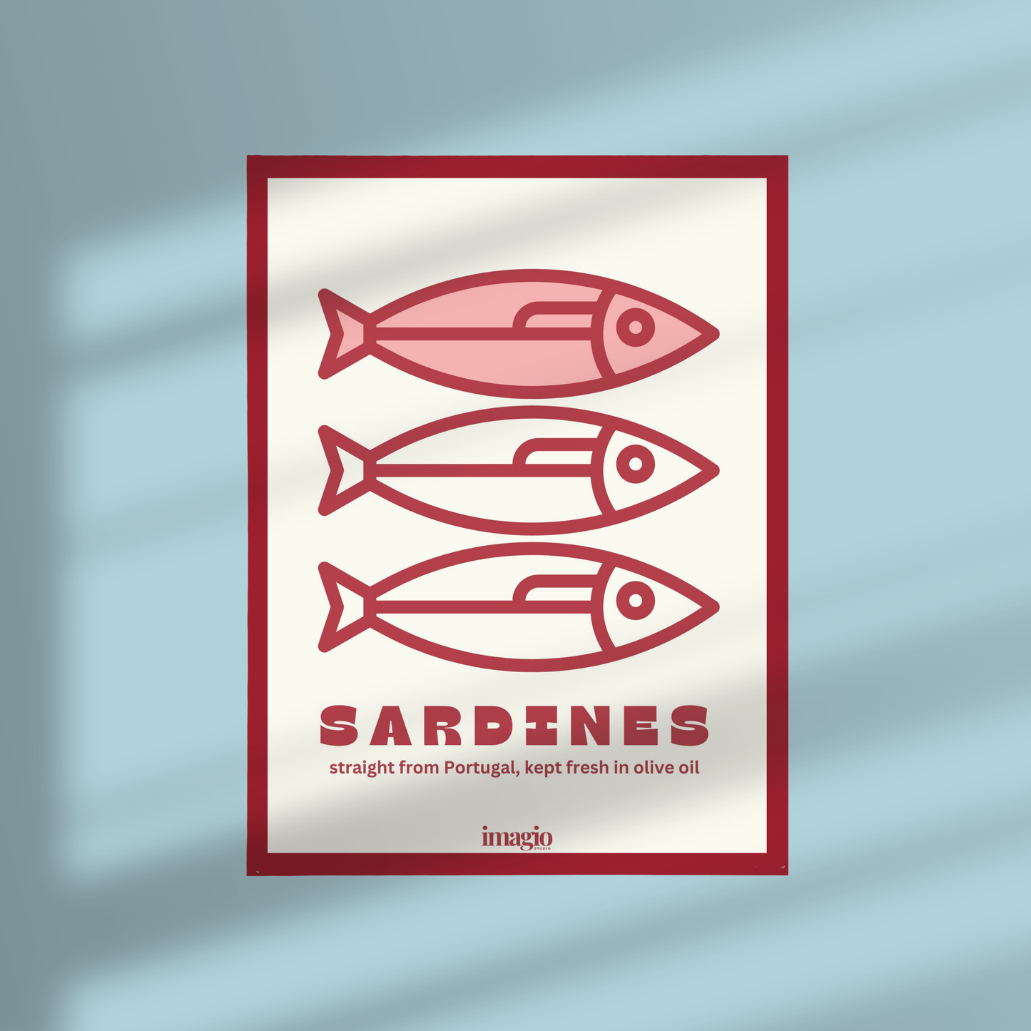 Uramljen poster Portugalske Sardine - 32x42 / 42x52 cm crveni ram