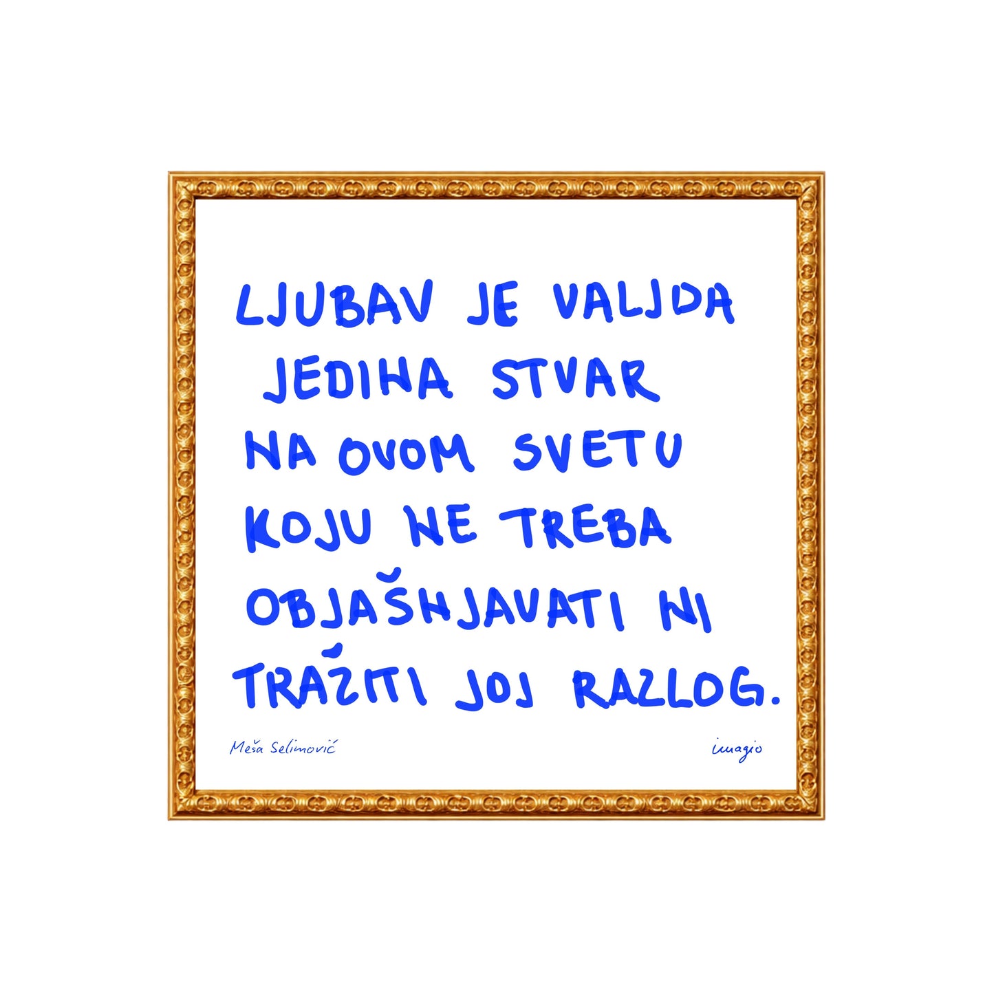 The Script - Framed Art - Meša Selimović "Ljubav je valjda jedina stvar..."