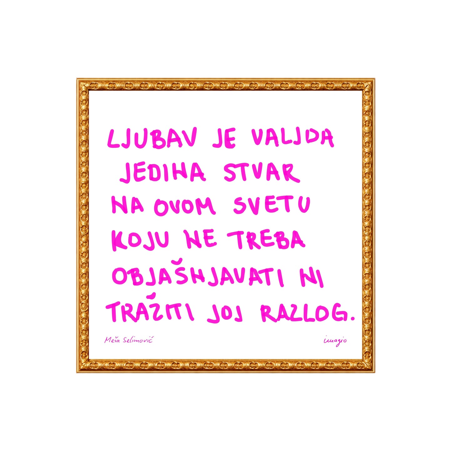 The Script - Framed Art - Meša Selimović "Ljubav je valjda jedina stvar..."
