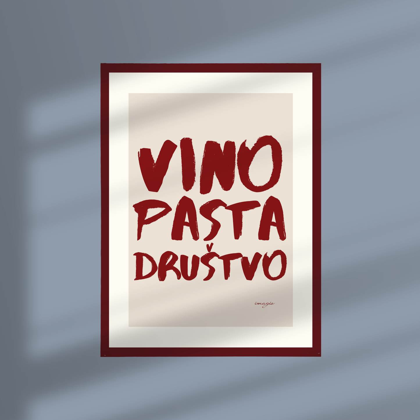 Uramljena slika "Painted Peace" - Vino, pasta, društvo: Bež; 32x42 / 52x72 cm