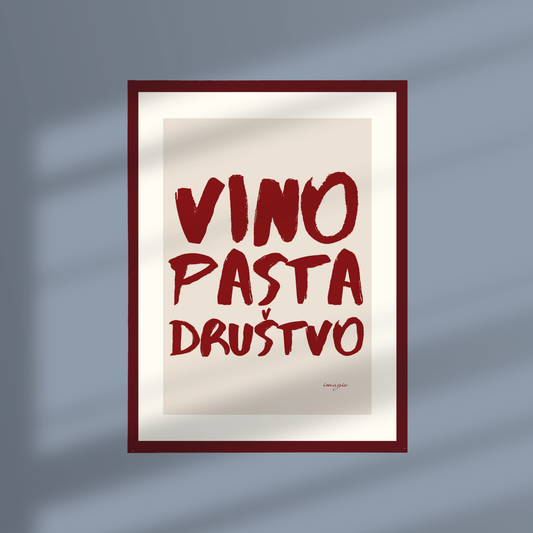 Framed Art "Painted Peace" - Vino, pasta, društvo: Beige; 32x42 / 52x72 cm