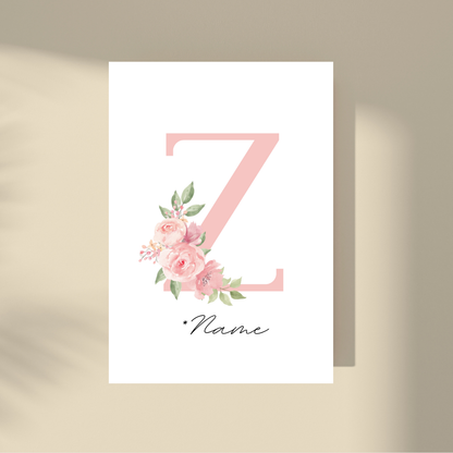 CUSTOMIZE IT! - Pink Flowers Letter & Name