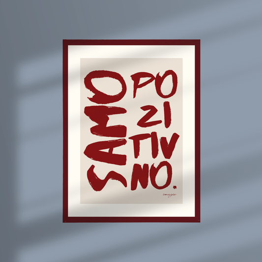 Framed Art "Painted Peace" - Samo pozitivno: Beige/Red; 32x42 / 52x72 cm