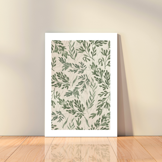 Canvas - Leaves Pattern: Olive