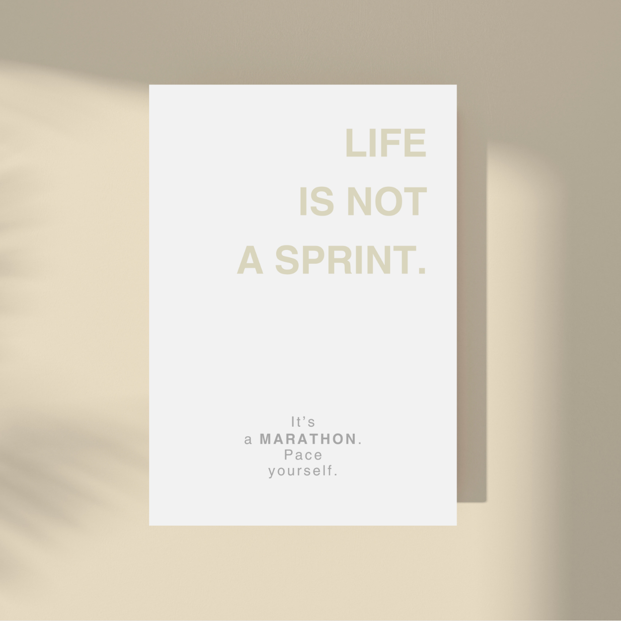 Life Is Not a Sprint.