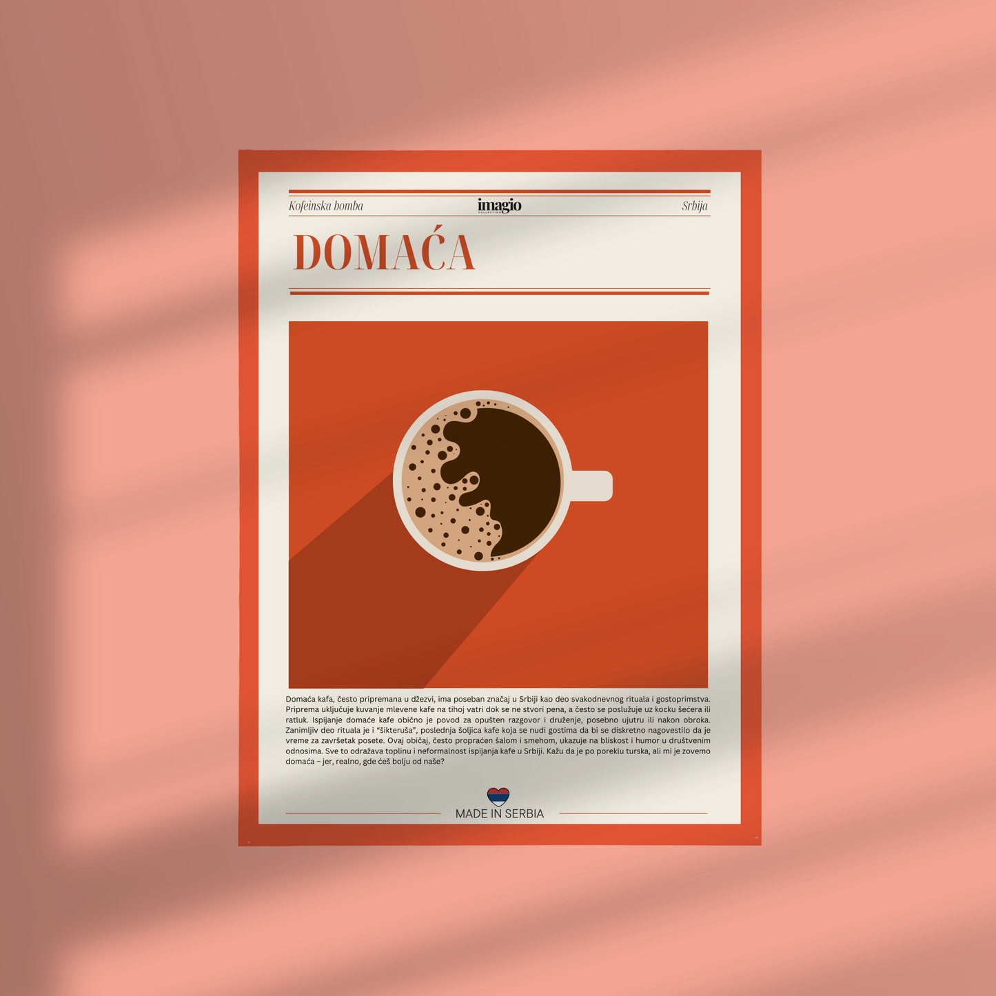 Uramljen poster Domaća kafa - 32x42 / 42x52 cm narandžasti ram