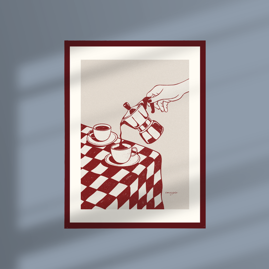 Framed Art "Painted Peace" - Checkered Coffee 32x42 / 52x72 cm