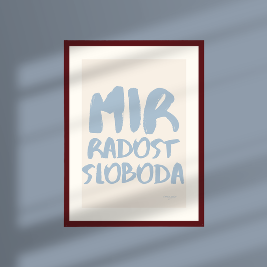 Framed Art "Painted Peace" - Mir, radost, sloboda 32x42 / 52x72 cm