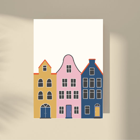 Amsterdam Houses - Blue, Pink and Yellow