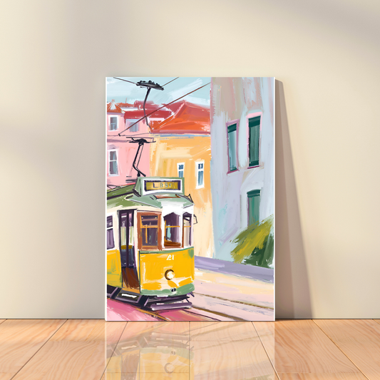 Canvas - Lisbon Ride With a Yellow Tram #4