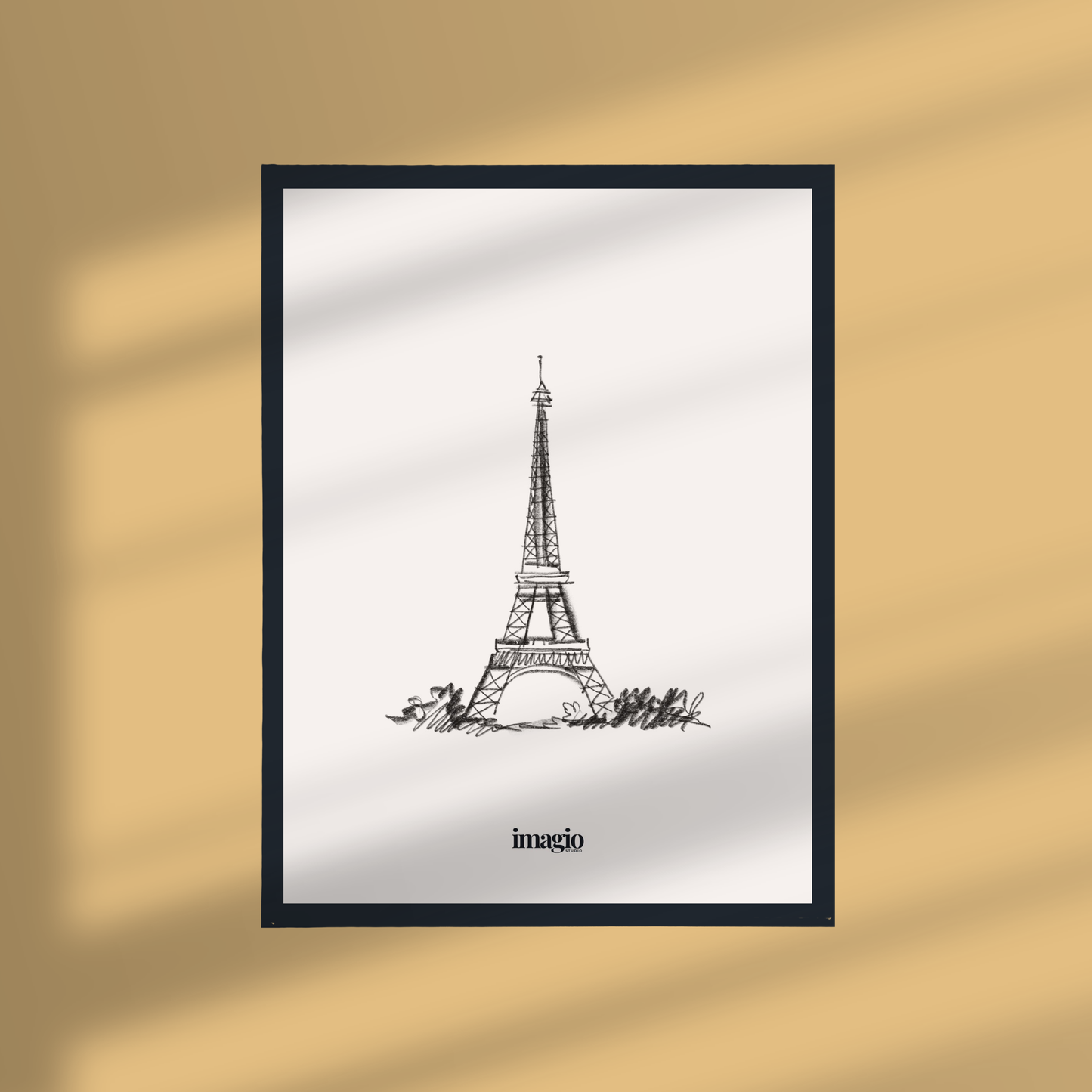 Uramljen poster Silent Sketch Eiffel Tower - 32x42 / 42x52 cm crni ram