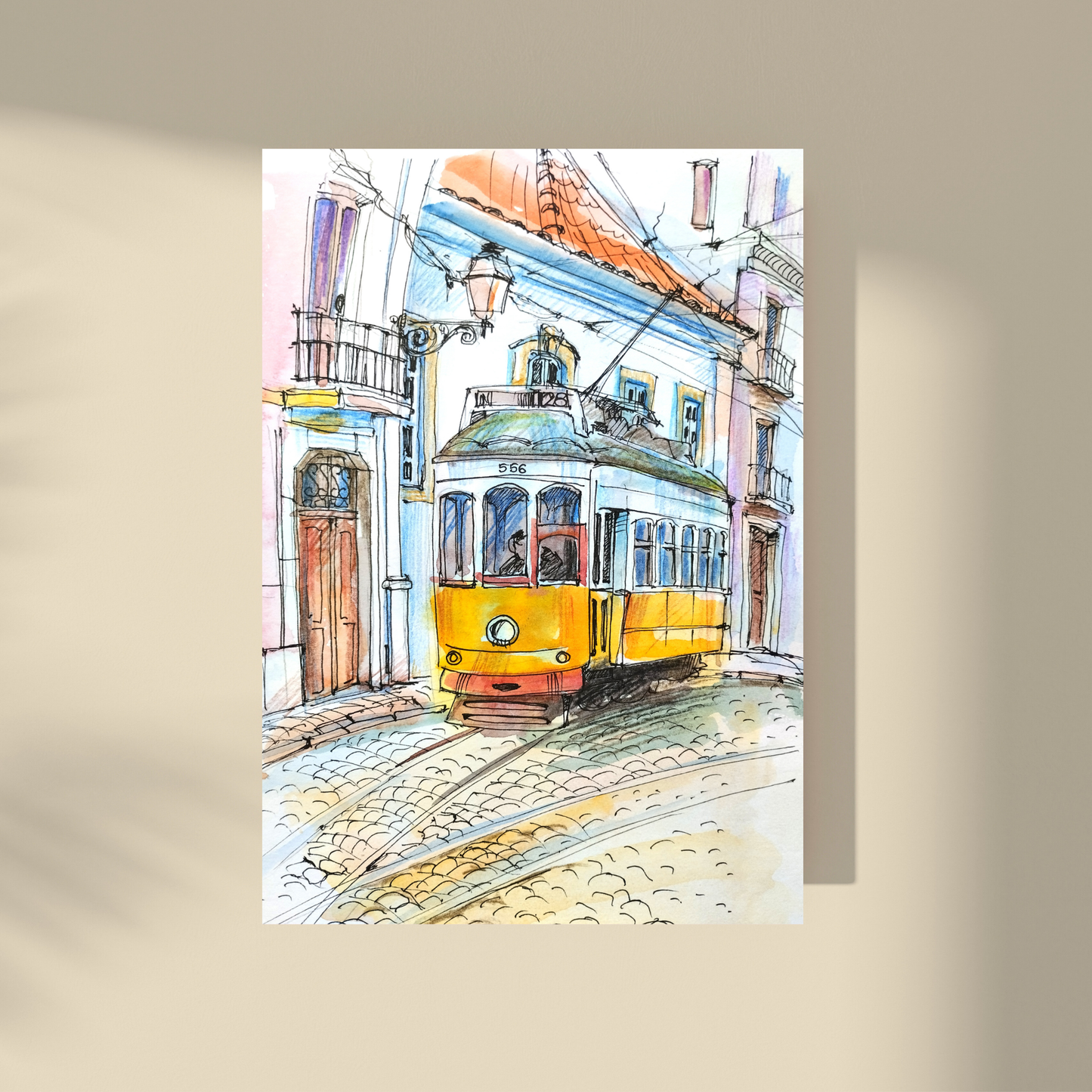 Lisbon Ride With a Yellow Tram & Lisbon Plain Yellow - Duo Set 30x40cm/50x70cm