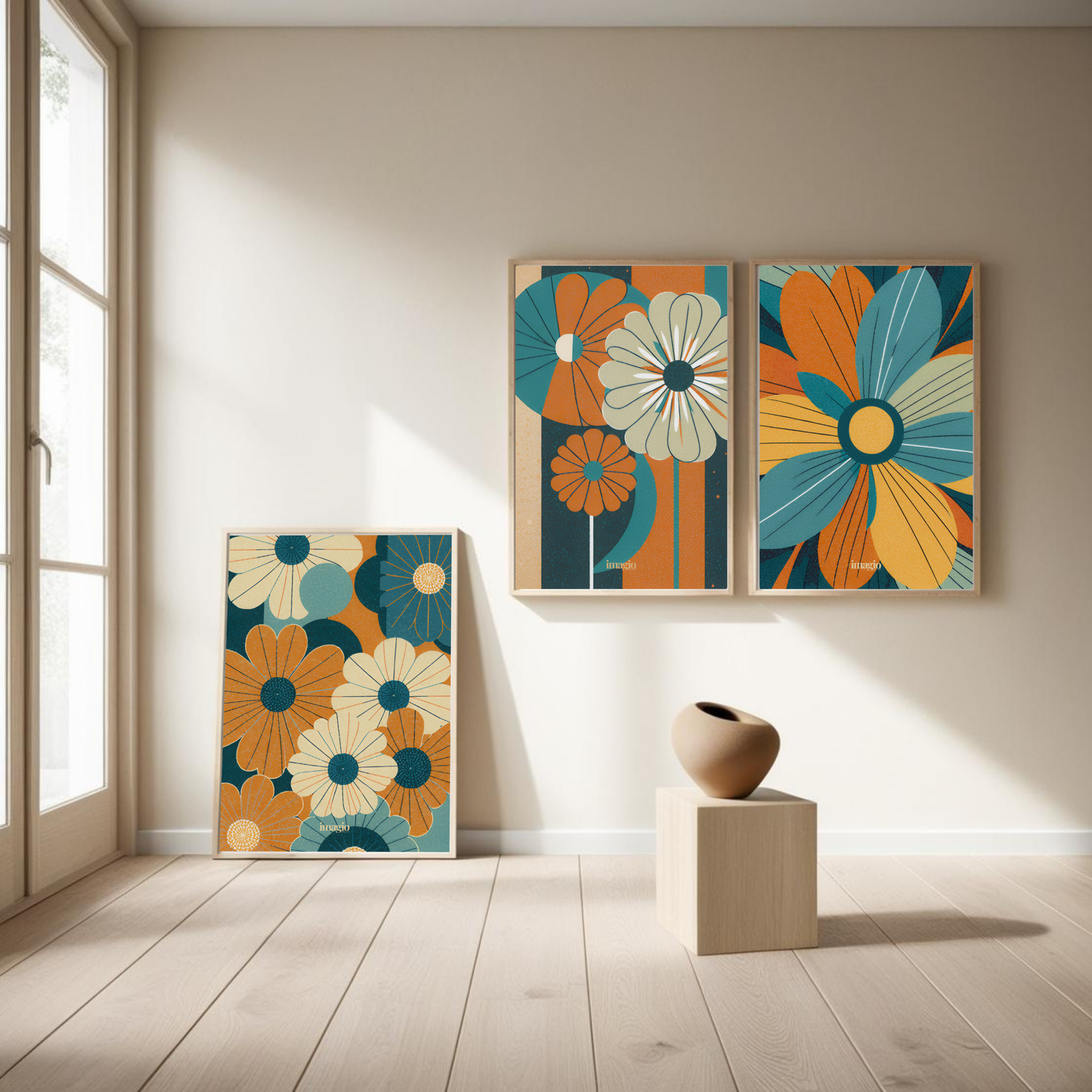 Abstract Flowers - Blue&Orange #4