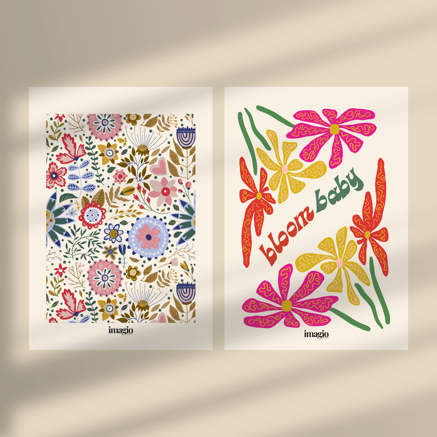 Abstract Flowers, Bloom Baby & Flower Pattern - Duo Set 30x40cm/50x70cm