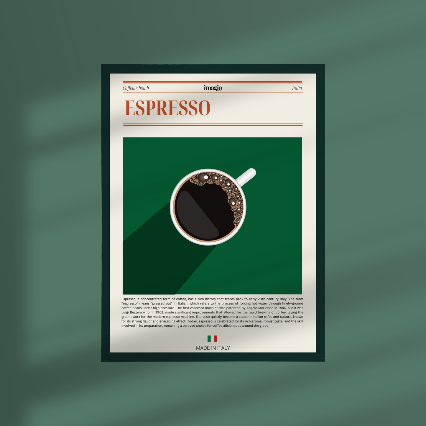 Framed Art Espresso Coffee - 32x42 / 42x52 cm Dark Green