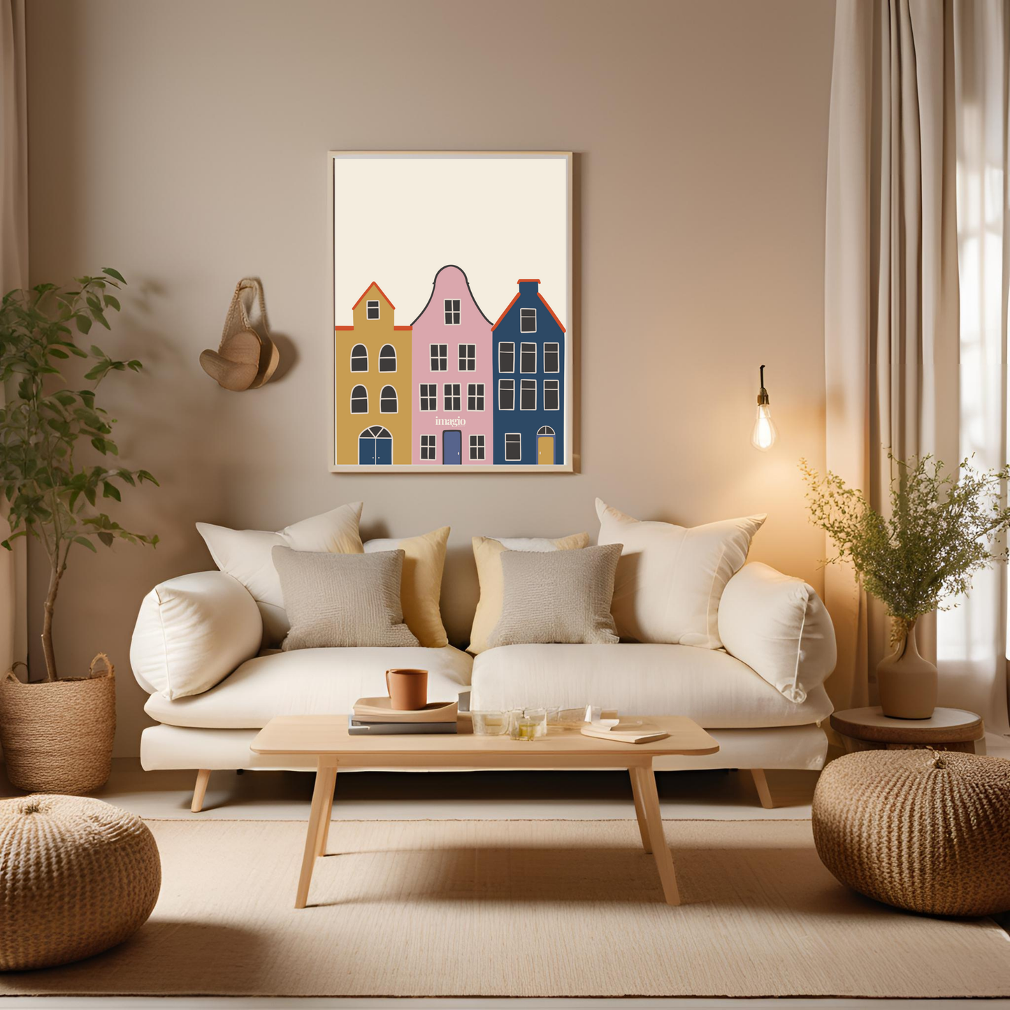 Casas de Amsterdam: azul, rosa y amarillo