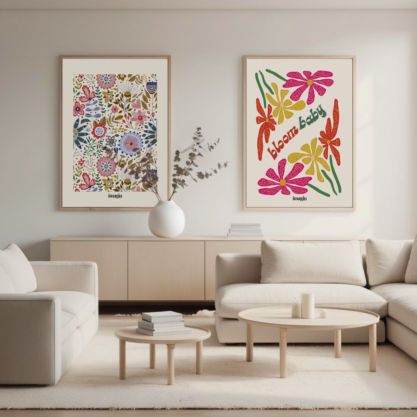 Abstract Flowers, Bloom Baby & Flower Pattern - Duo Set 30x40cm/50x70cm