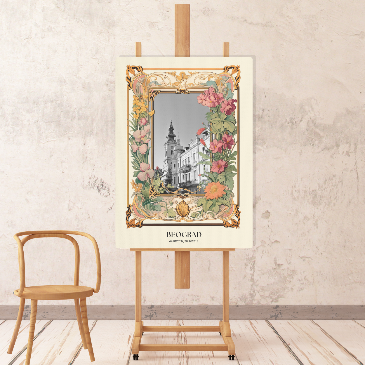 Canvas - Vintage Frame City: Belgrade