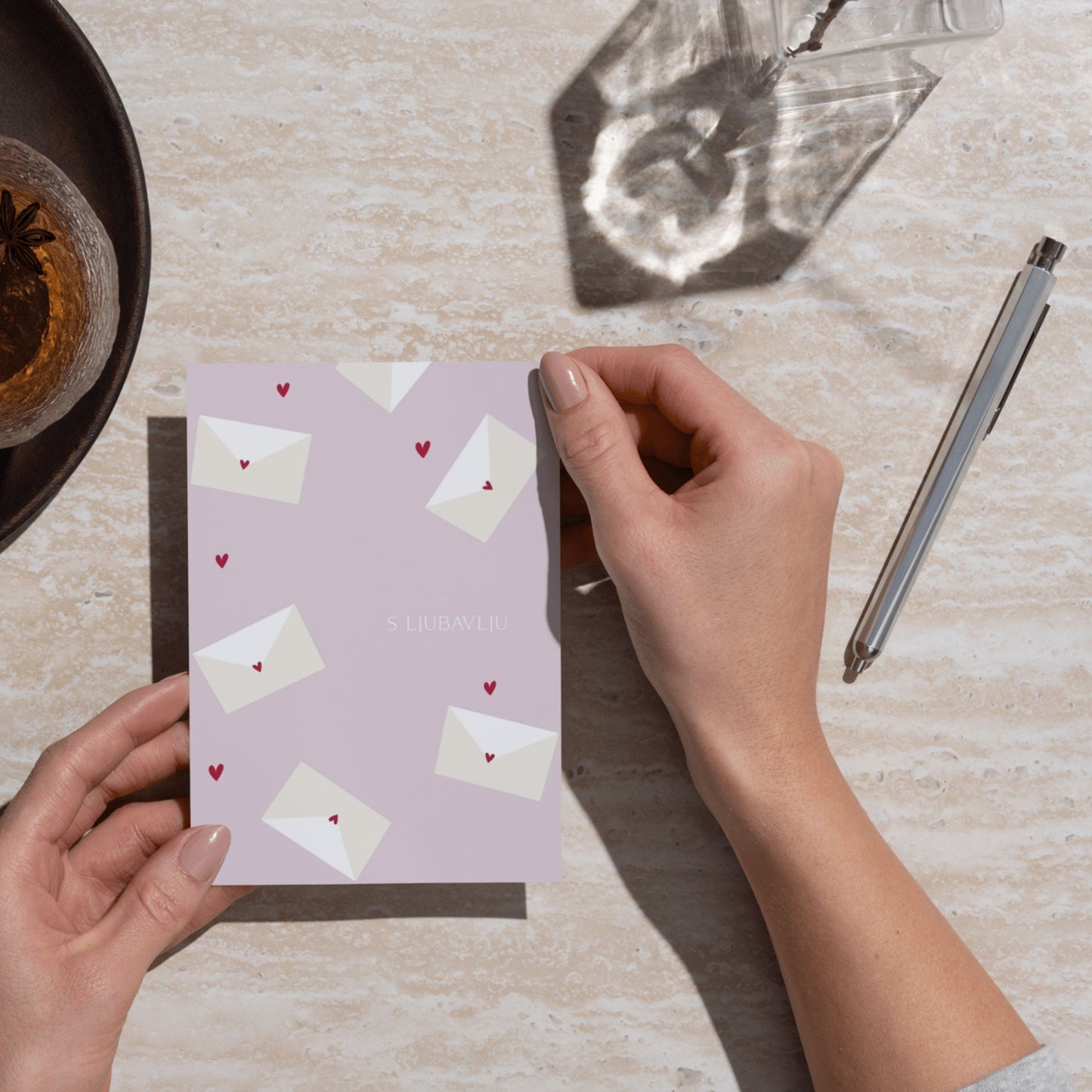 Greeting Card - S ljubavlju Blush