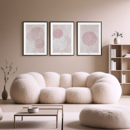 Abstract Color Palette Trio Set- Blush 30x40/50x70cm