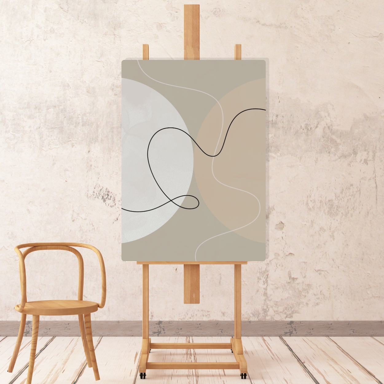 Canvas - Circles and Lines: Cold Beige