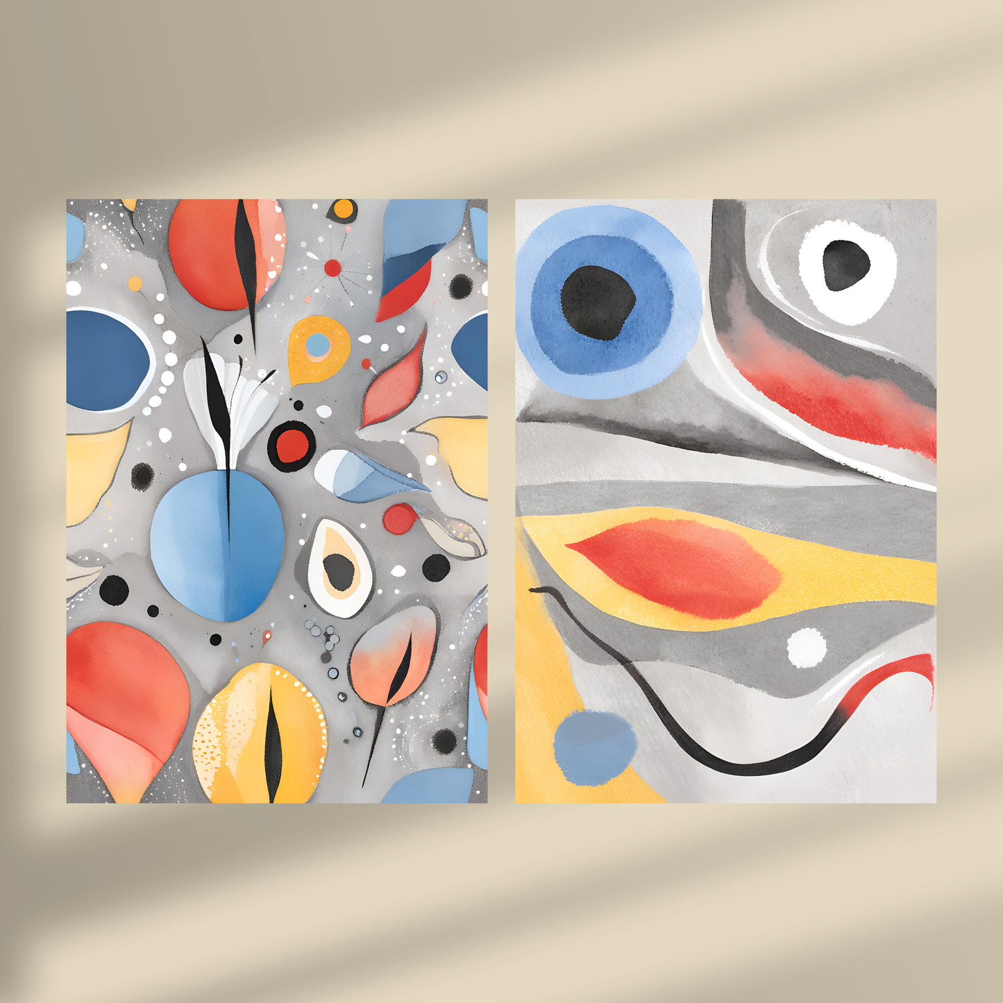 Abstract Shapes Colorful Grey #1 & #2 - Duo Set 30x40cm/50x70cm