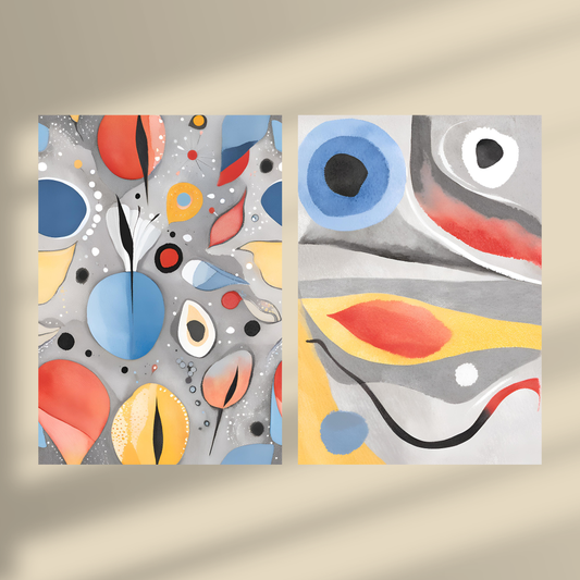 Abstract Shapes Colorful Grey #1 & #2 - Duo Set 30x40cm/50x70cm