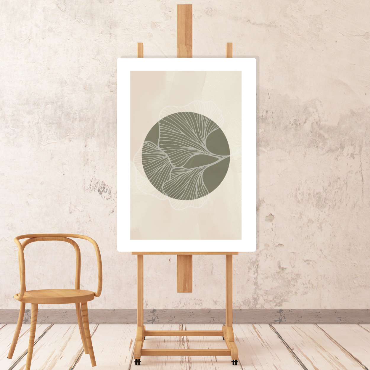 Canvas - Ginko in the Circle: Olive