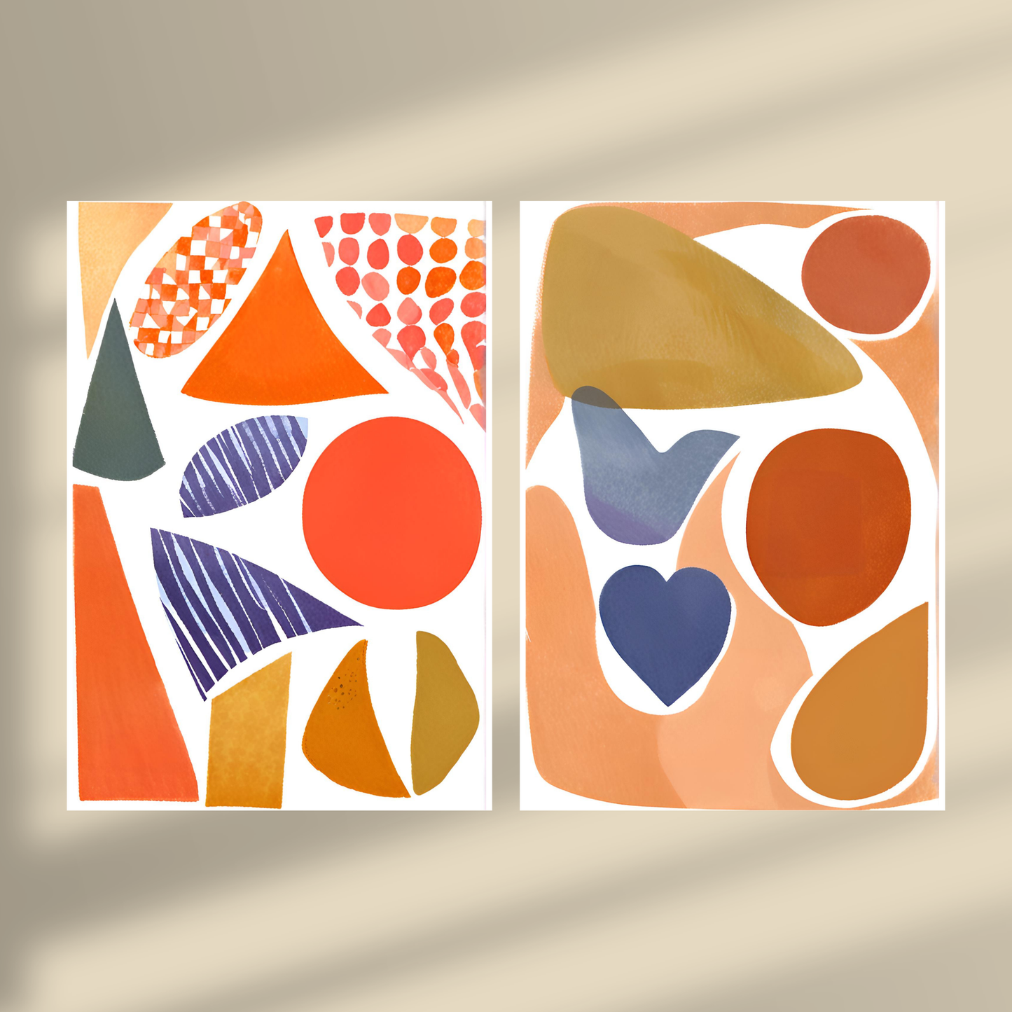 Abstract Shapes Red Palette & Brown Palette - Duo Set 30x40cm/50x70cm