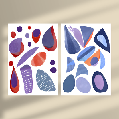 Abstract Shapes Blue Shapes #1 & #2 - Duo Set 30x40cm/50x70cm