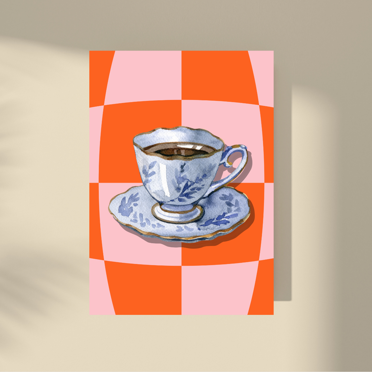 Turkish coffee on a checkered background