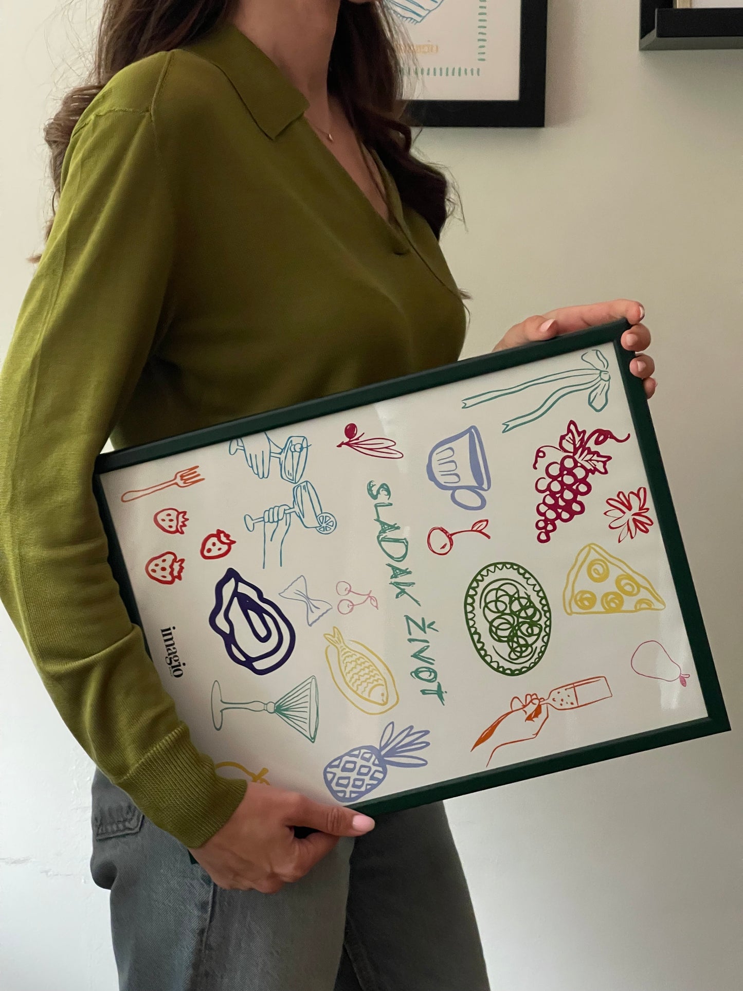 Uramljen poster Sladak život - 32x42 / 42x52 cm tamno-zeleni ram