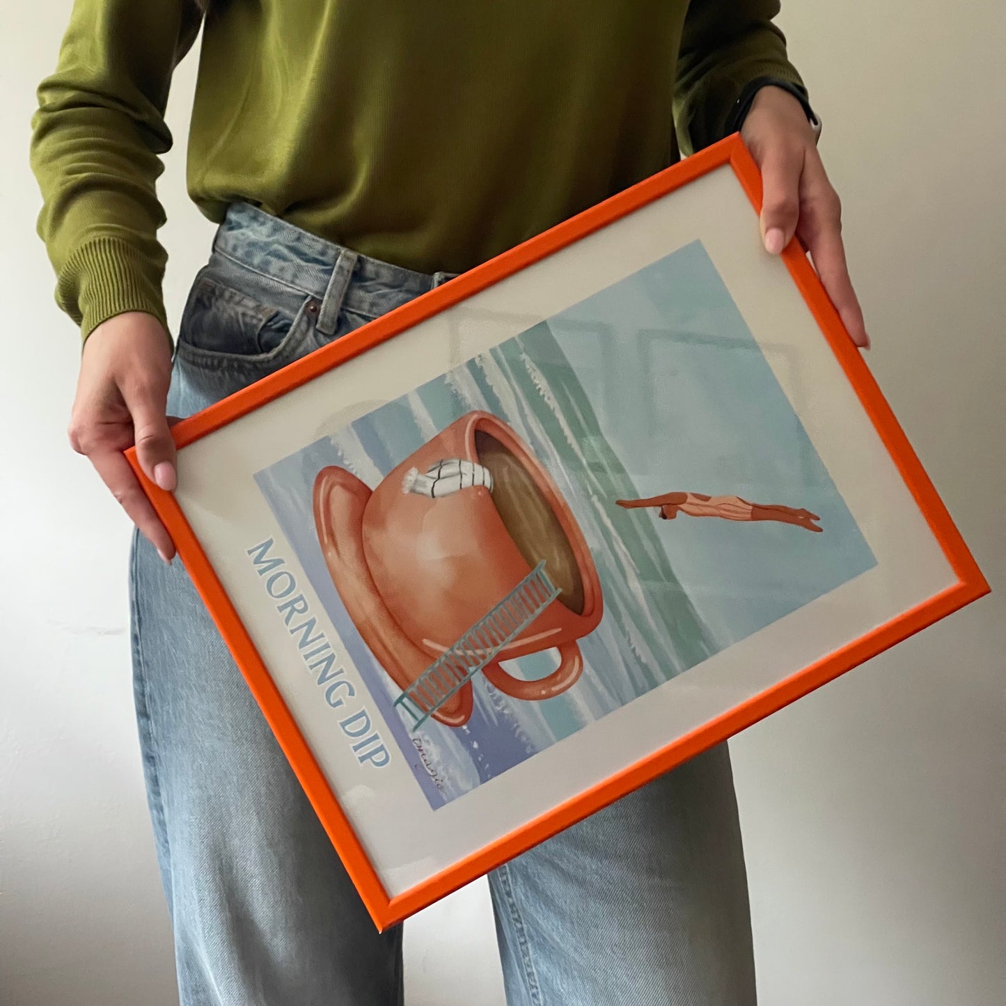 Framed Art Morning Dip - 32x42 / 42x52 cm Orange
