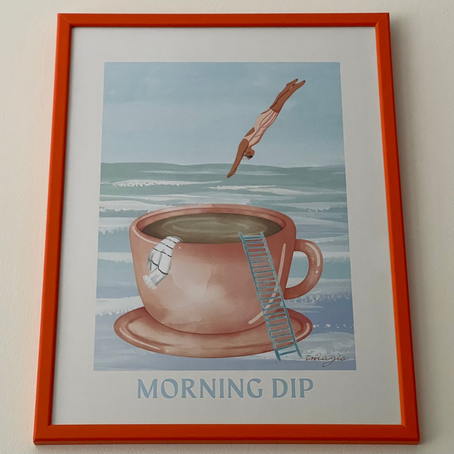 Framed Art Morning Dip - 32x42 / 42x52 cm Orange