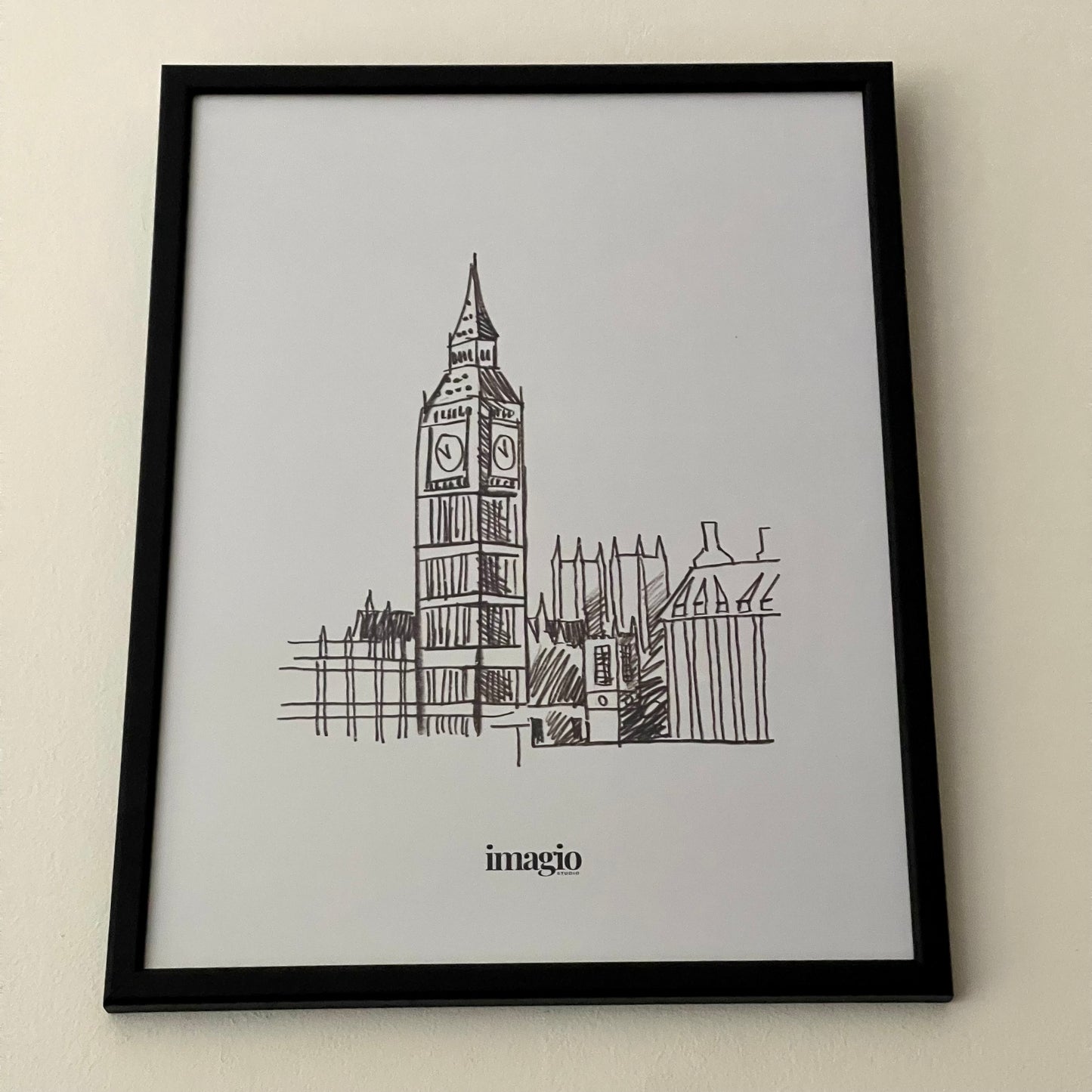 Framed Art Silent Sketch Big Ben - 32x42 / 42x52 cm Black