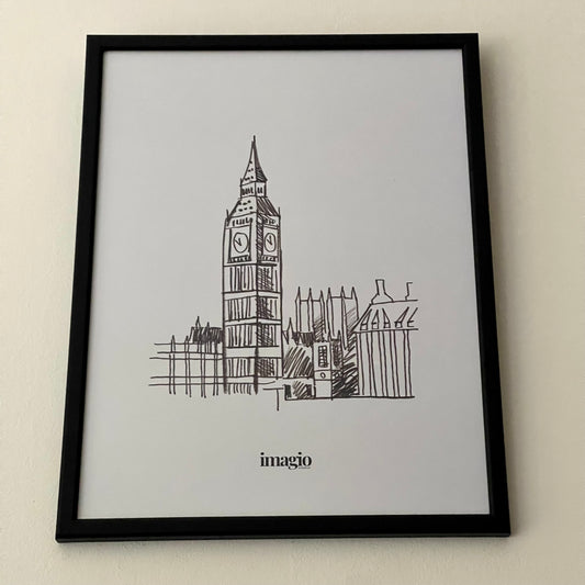 Framed Art Silent Sketch Big Ben - 32x42 / 42x52 cm Black