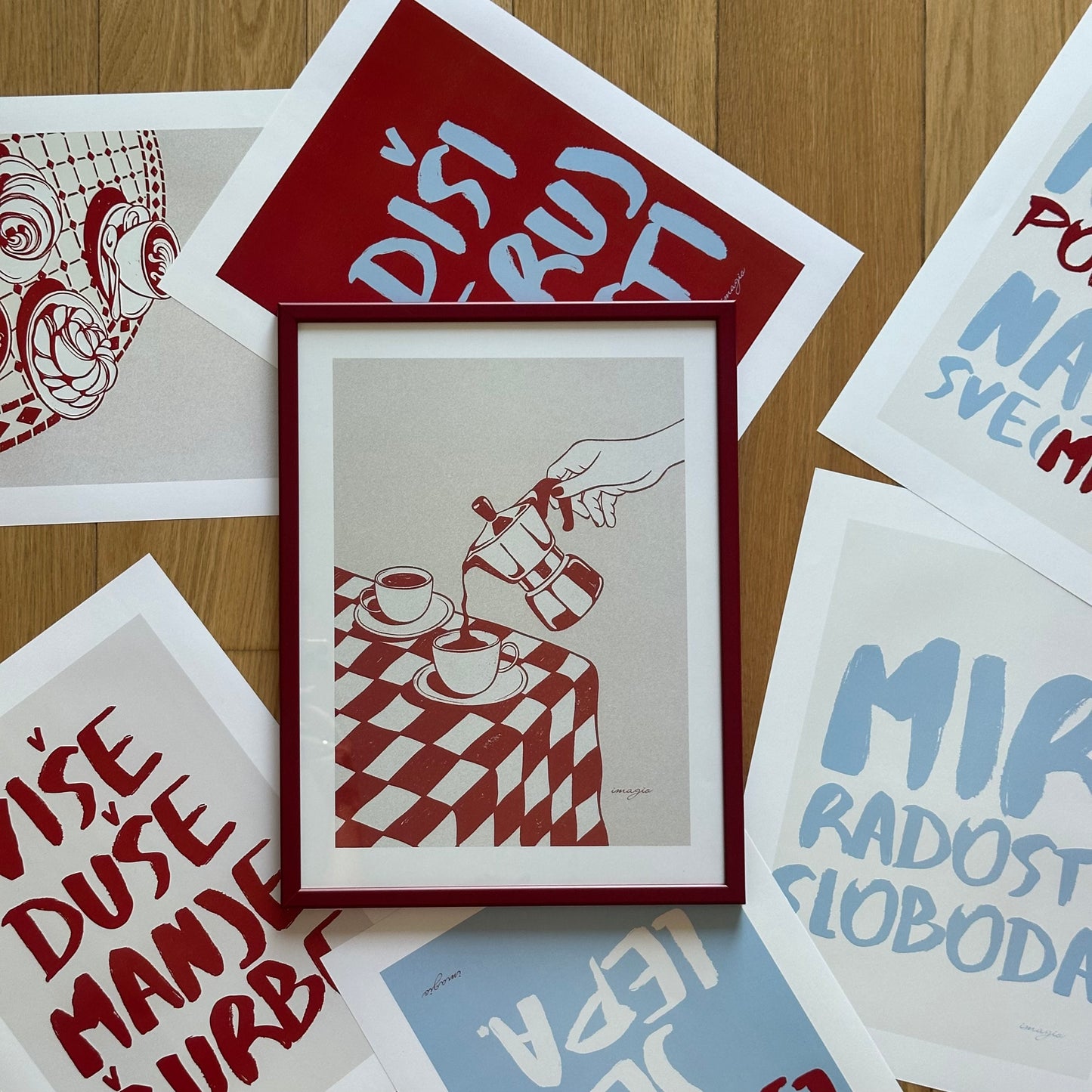 Uramljena slika "Painted Peace" - Checkered Coffee, 32x42 / 52x72 cm