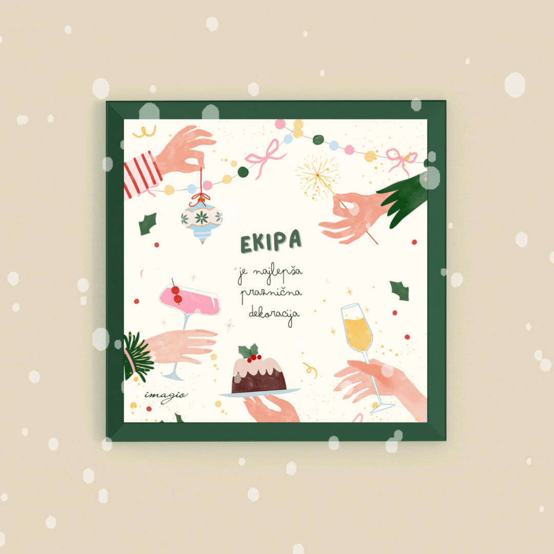 XMAS 26 Miniature - Ekipa je najlepša praznična dekoracija - Dark Green Frame