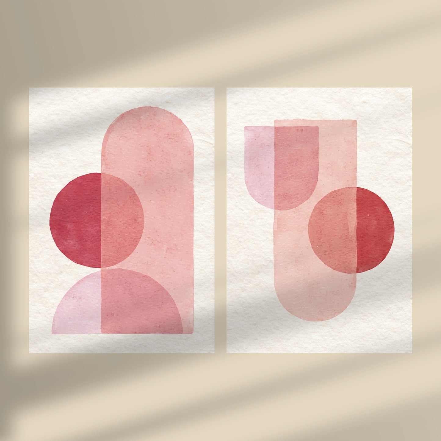 Abstract Shapes Duo Set - Dusty Red 30x40/50x70cm