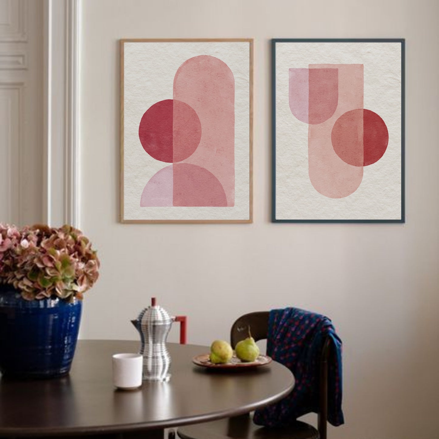 Abstract Shapes Duo Set - Dusty Red 30x40/50x70cm