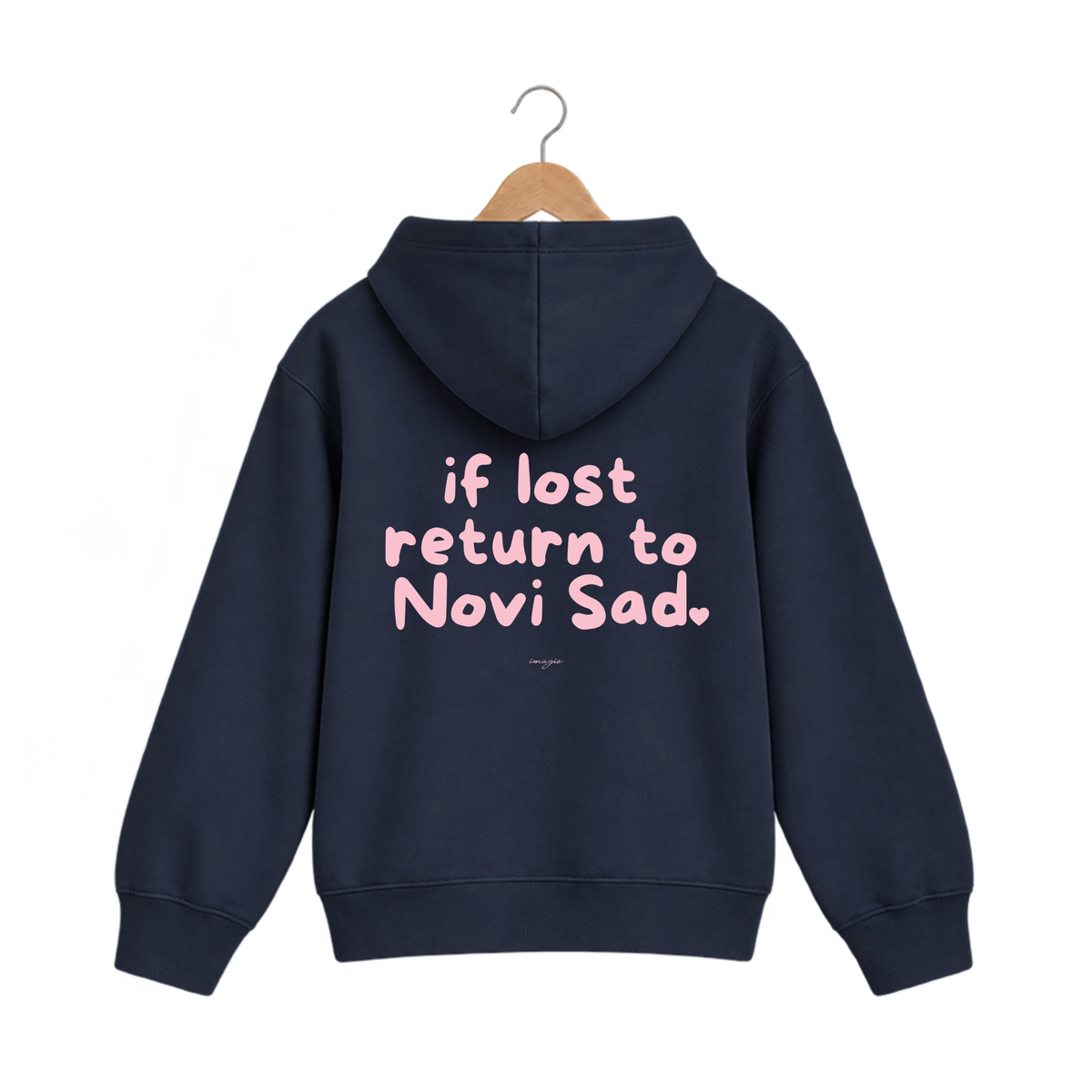 PREORDER Navy hoodie - If lost return to Novi Sad