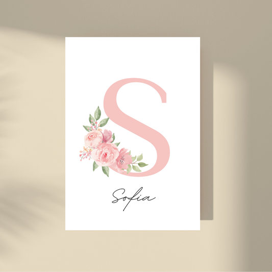 CUSTOMIZE IT! - Pink Flowers Letter & Name