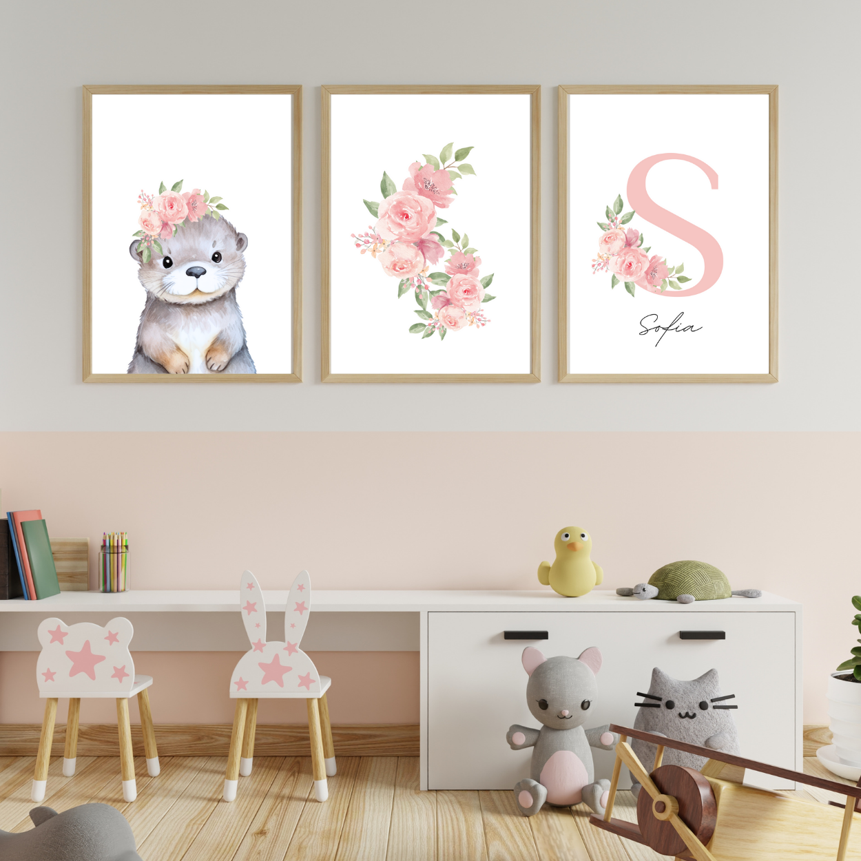 CUSTOMIZE IT! - Pink Flowers Letter & Name