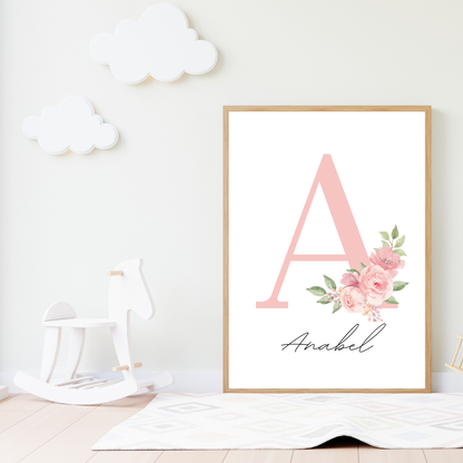 CUSTOMIZE IT! - Pink Flowers Letter & Name