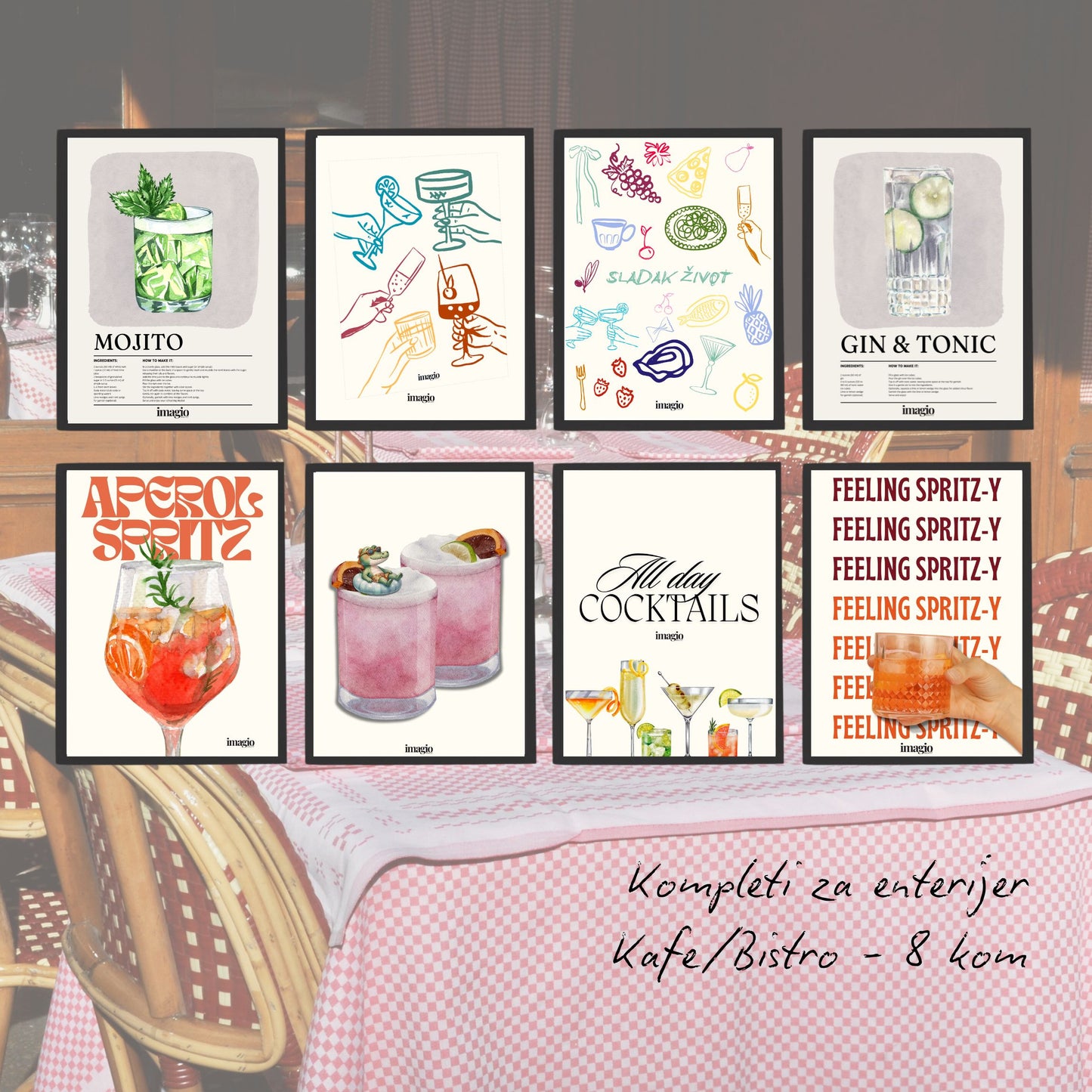 Komplet postera za kafiće, barove, restorane No.4 - 8 kom