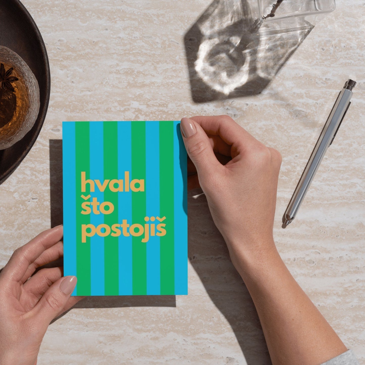 Čestitka - Hvala što postojiš - Green Blue