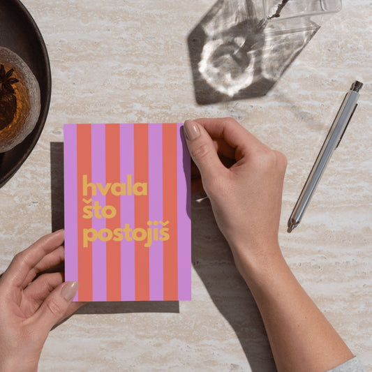 Čestitka - Hvala što postojiš -  Purple Orange