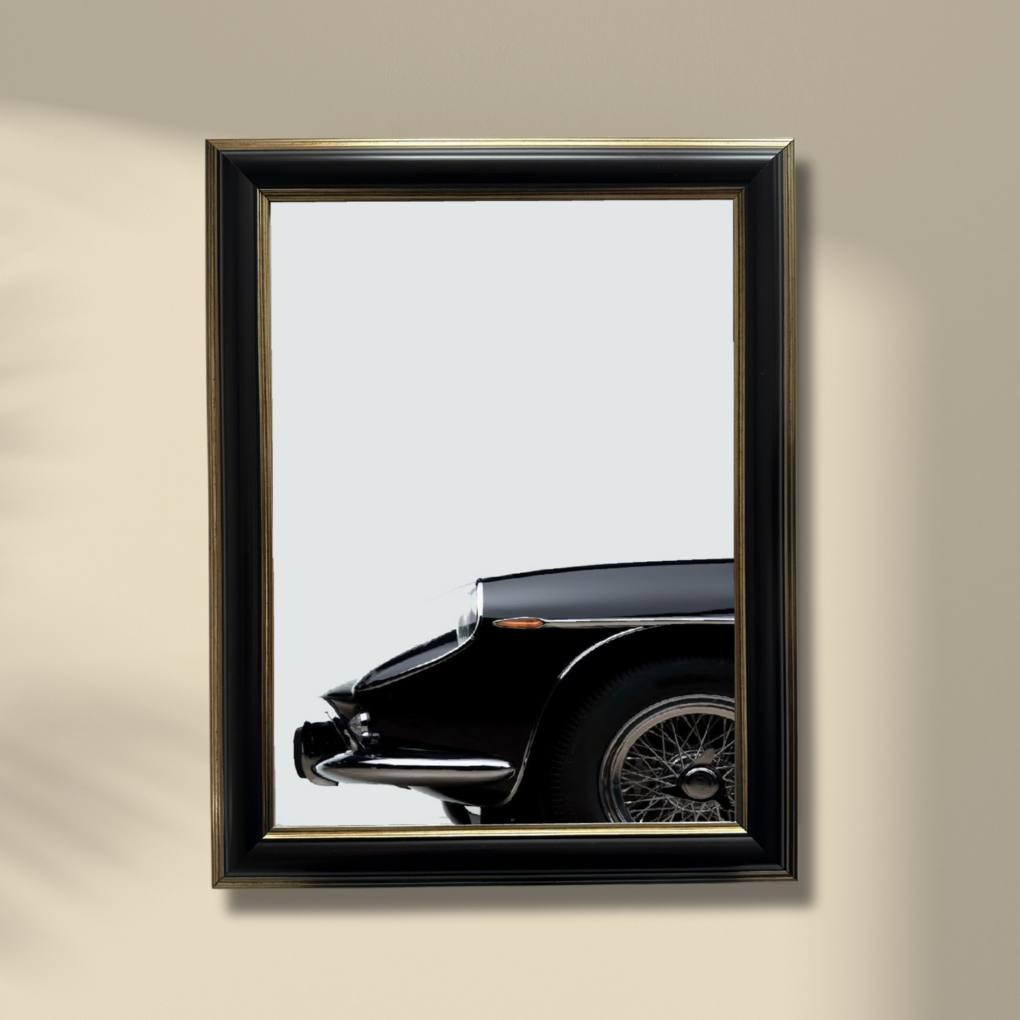 Classic Elegance – Black Oldtimer Jaguar, Framed Art 37.5x47.5 cm