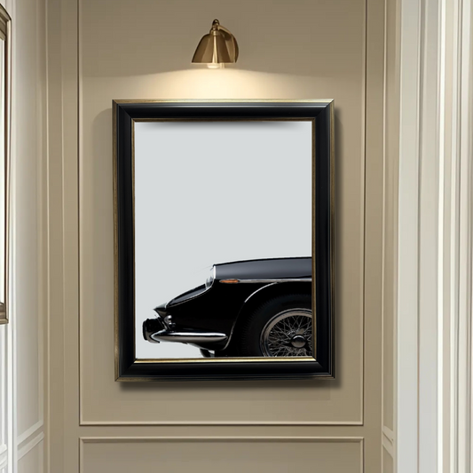 Classic Elegance – Black Oldtimer Jaguar, Framed Art 37.5x47.5 cm