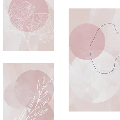 Abstract Color Palette Trio Set- Blush 30x40/50x70cm